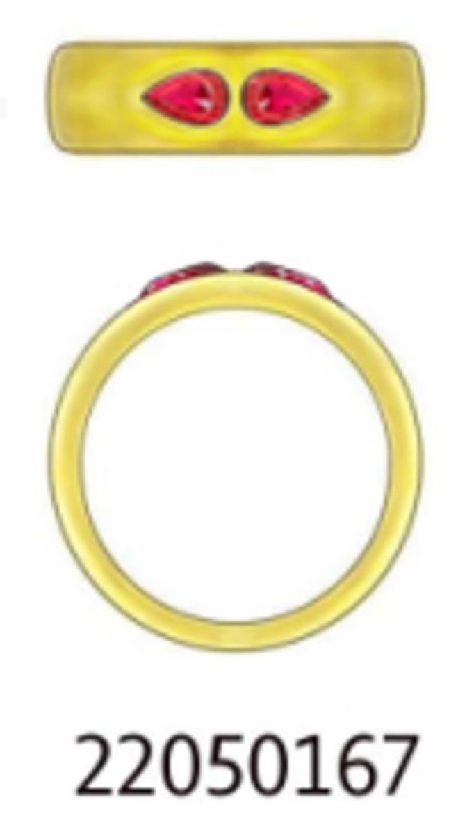 18K Yellow Gold Pear Shape African Ruby Band Ring