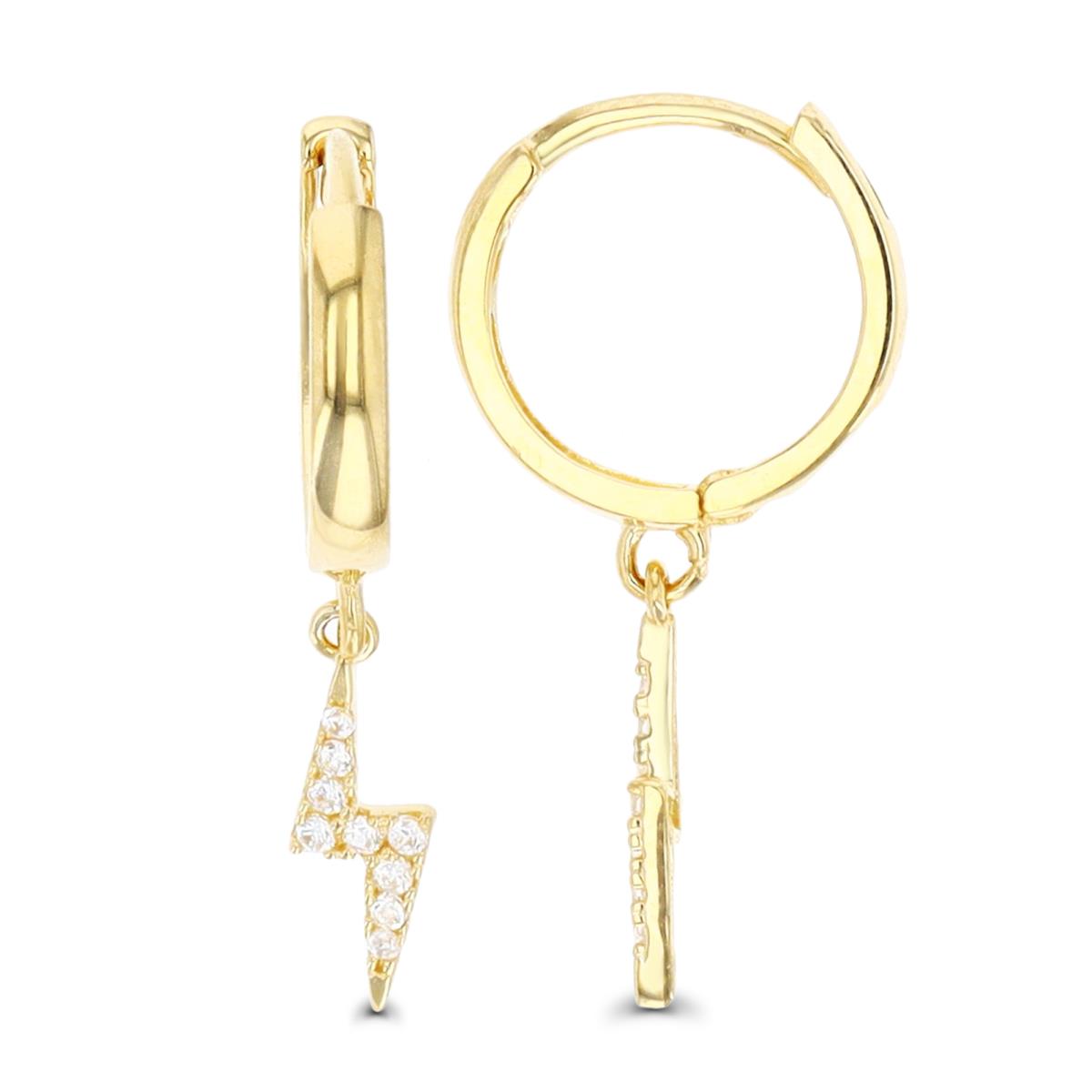 10K Yellow Gold 24X4.5MM Dangling Huggies White CZ Earring