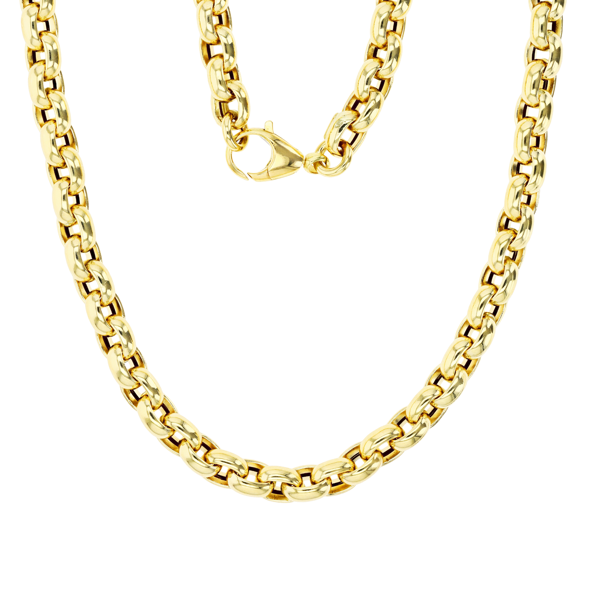 18K Yellow Gold 6MM  Polished Rolo Chain 18"