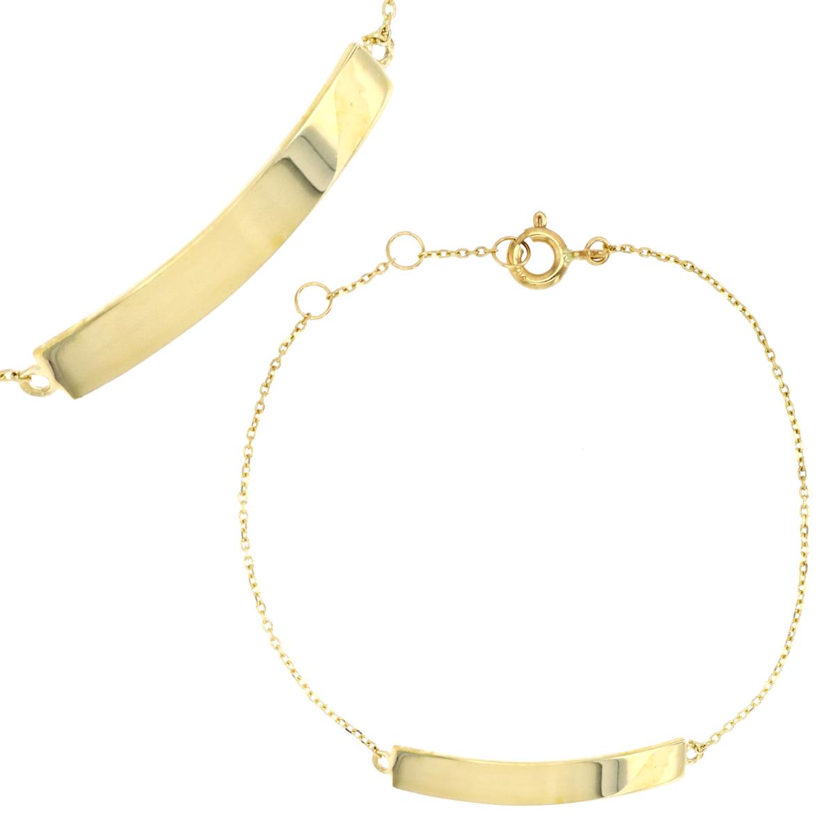 14K Yellow Gold 4MM 6mm 5+0.5+0.5" Polished  ID Bracelet