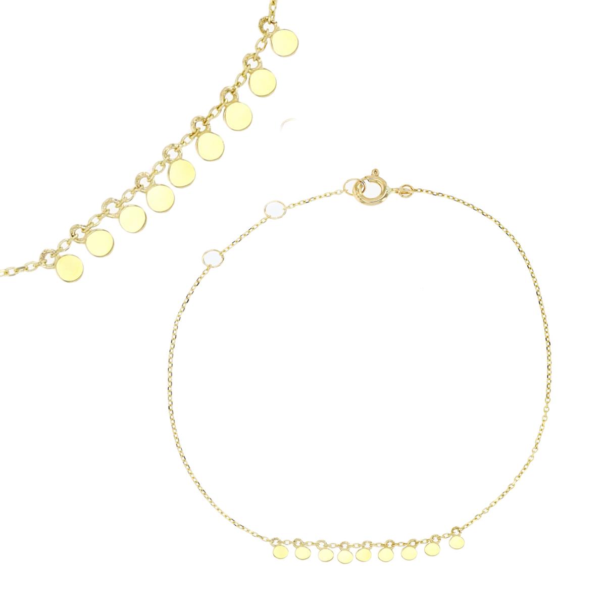 10K Yellow  Gold  3.8MM Dangling Polished 6+1"Bracelet