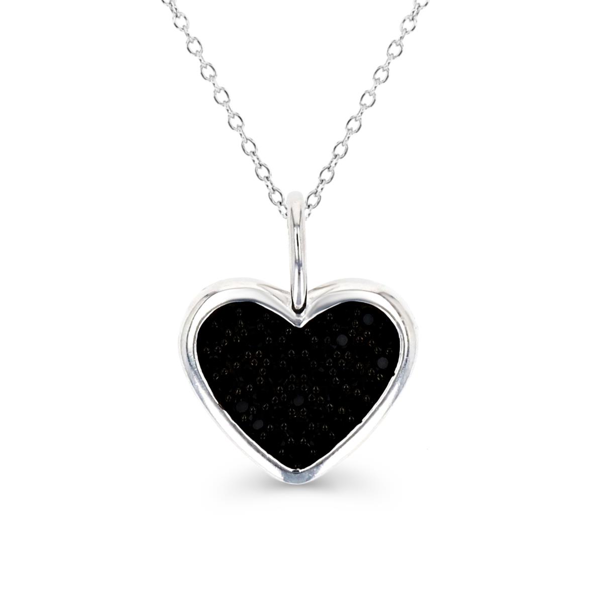 do not useSterling Silver Rhodium & Black 14MM Polished Black Spinel Heart Dangling Necklace