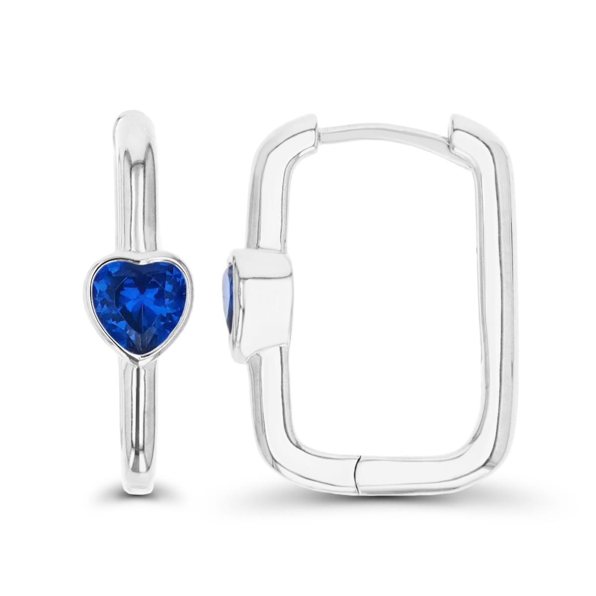 Sterling Silver Rhodium 20X6MM Polished Heart Tanzanite Huggie Earring