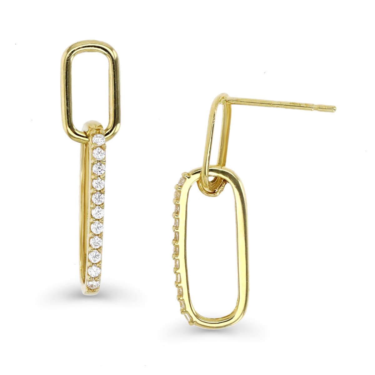 14K Gold Yellow &White CZ 20MM  Dangling Earring