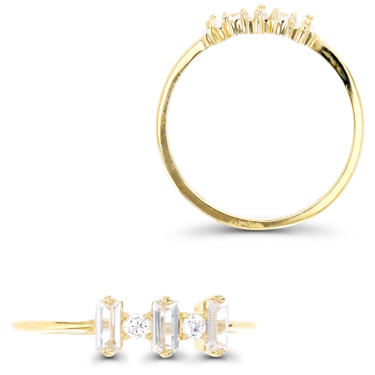 10K Gold Yellow & White CZ 5 Stone Fashion Ring-07