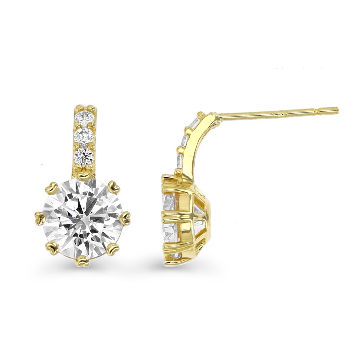 14K Gold Yellow & White CZ Fashion Earring