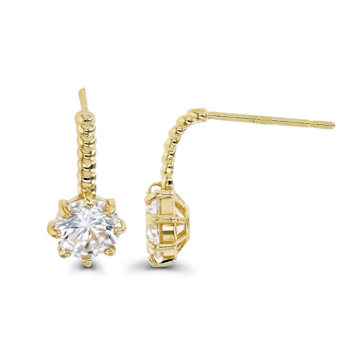 14K Gold Yellow & White CZ 12MM Fashion Earring