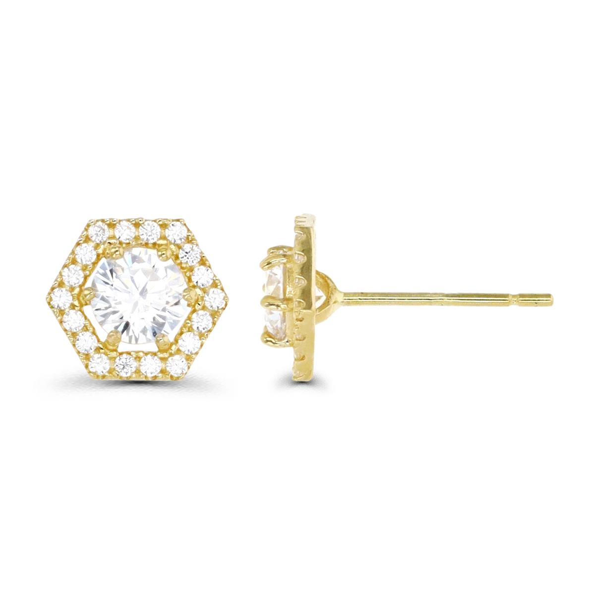 10K Gold Yellow & White CZ Stud Earring