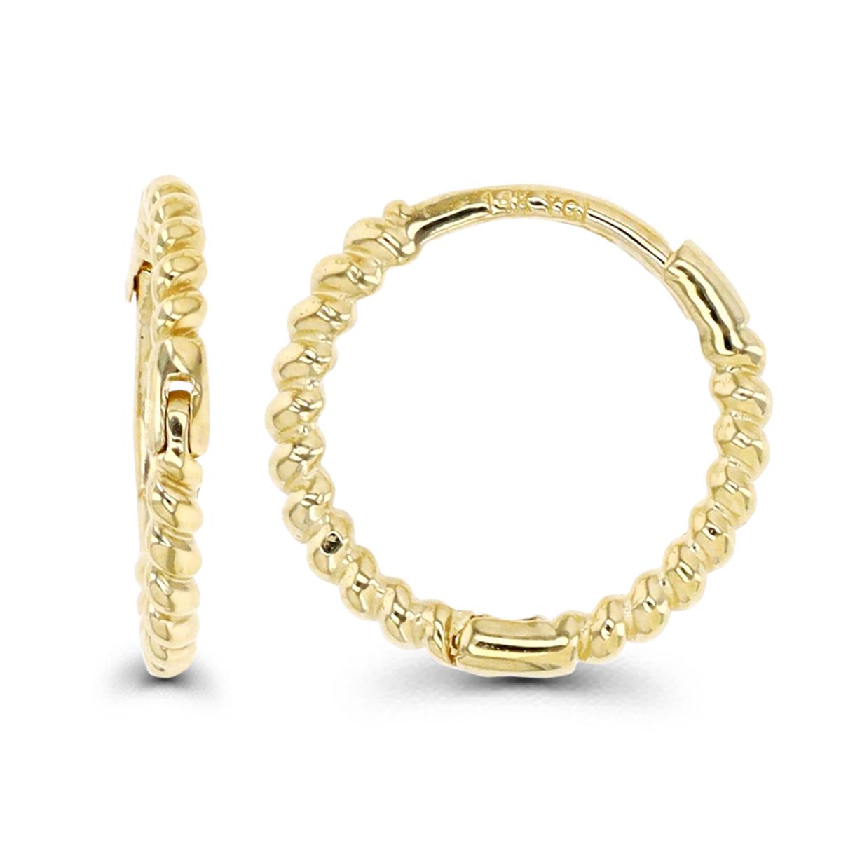 10K Gold Yellow 13.5MM Rope Design Small Huggie Earring