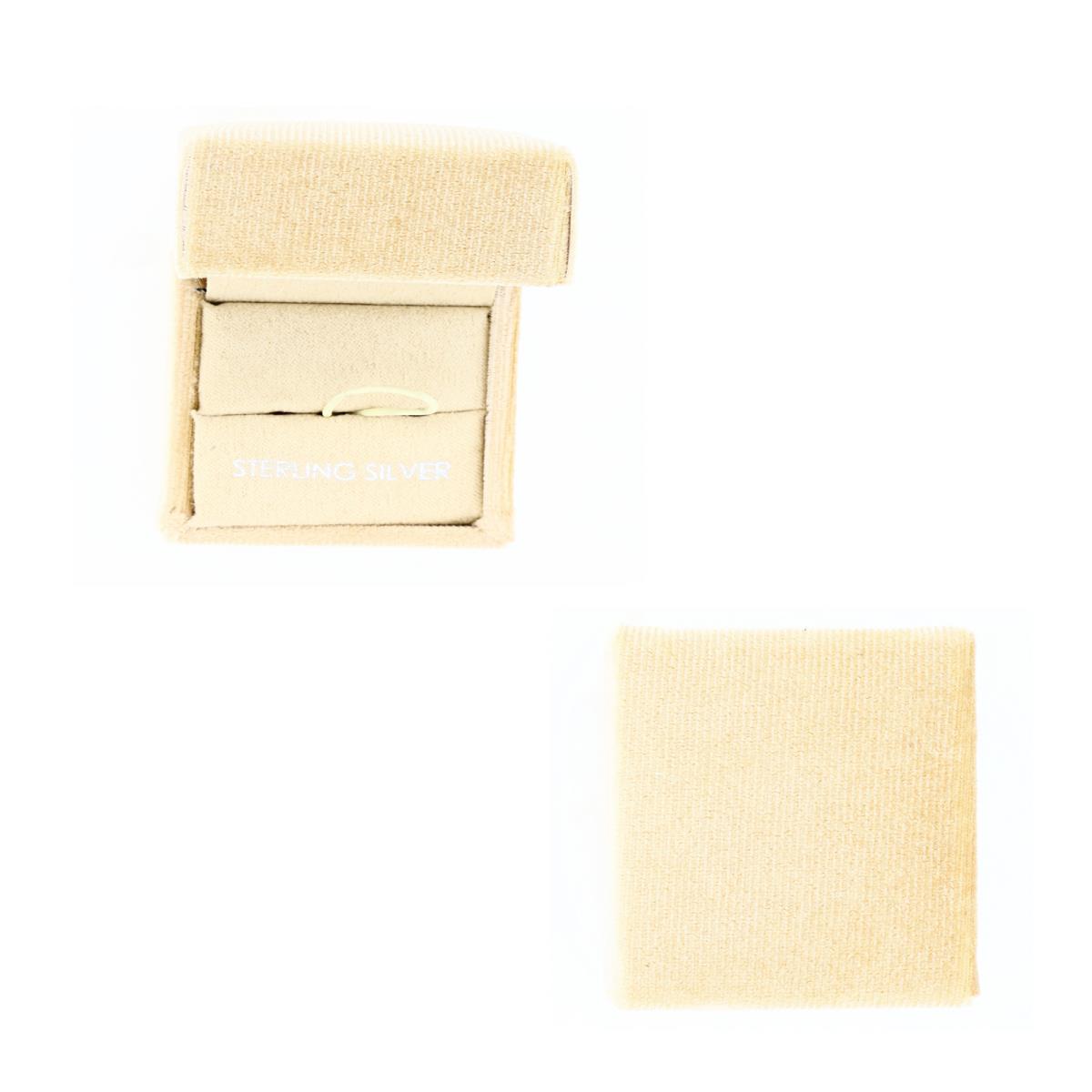 Simply Silver Simply Brilliant Hinged 48x53x36mm Champagne Silver Foil Ring Box with Tie