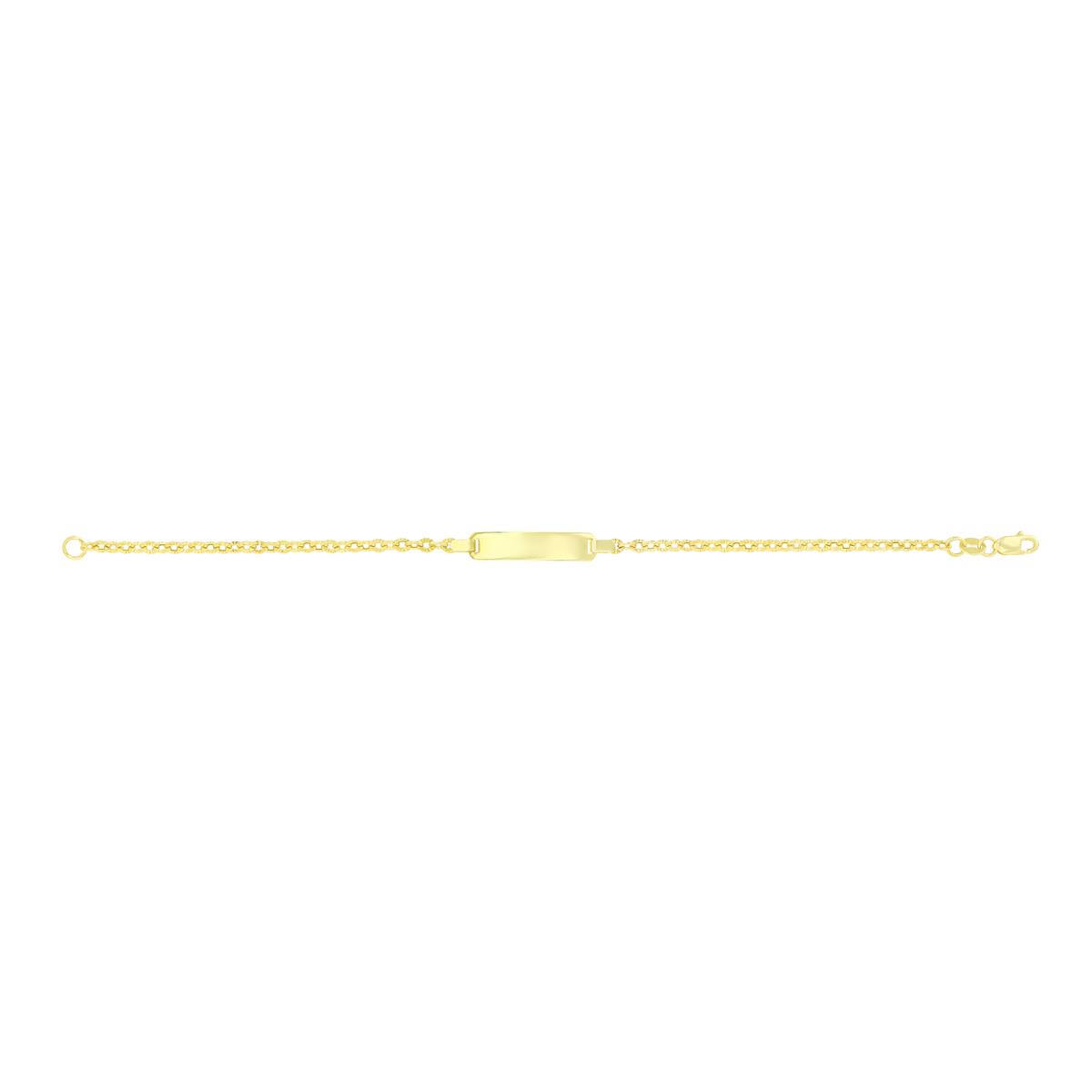 14K Yellow Gold 6" Oval Cable Diamond Cut Baby ID Bracelet