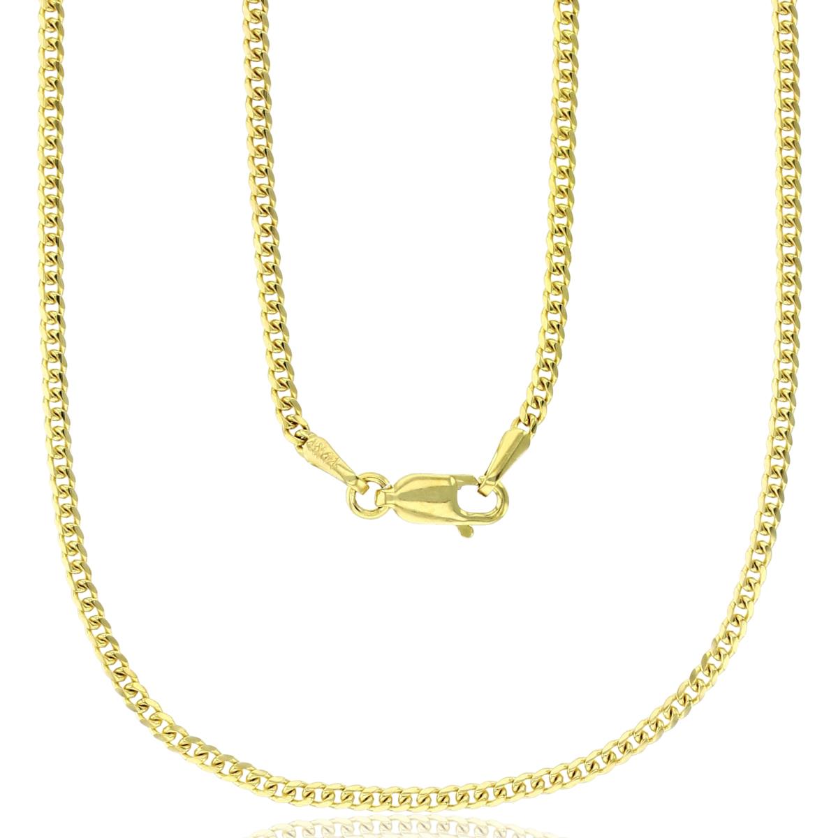 14K Yellow Gold 2.00mm 7" Solid Miami Cuban 060 Chain with Lobster Lock
