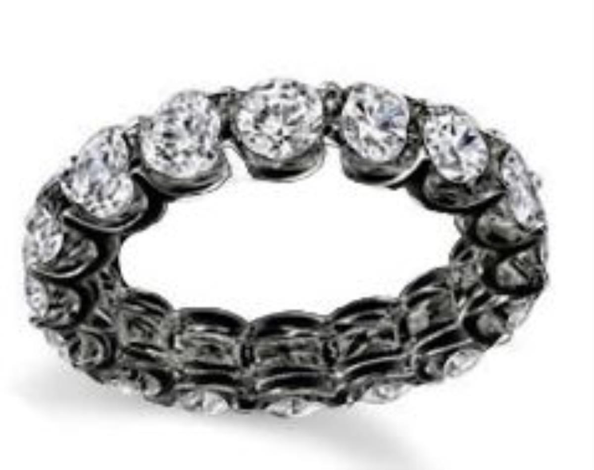 Black Plated Brass 4mm Round Cut Eternity Band