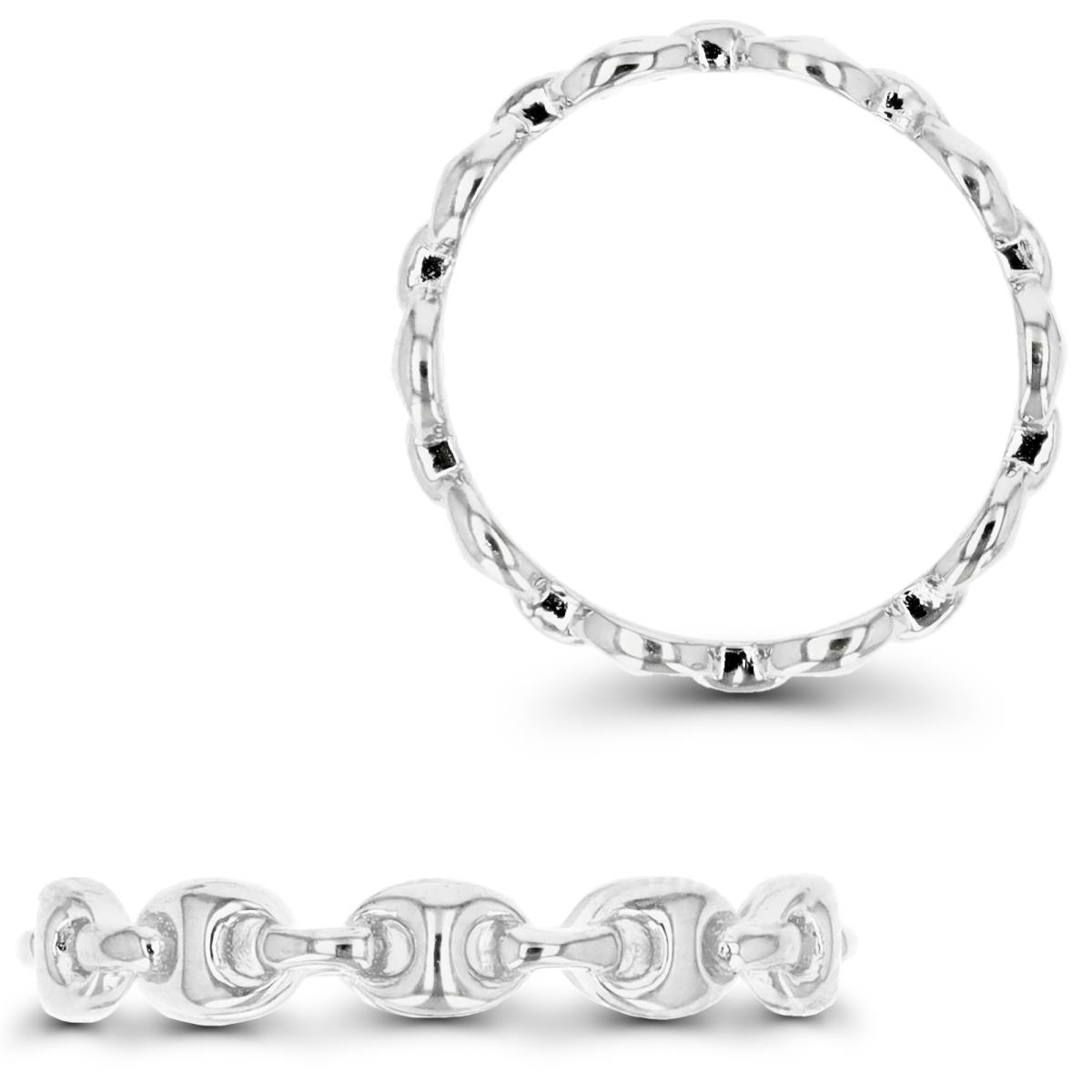 Sterling Silver Rhodium 3.5MM Chain Link Band Ring