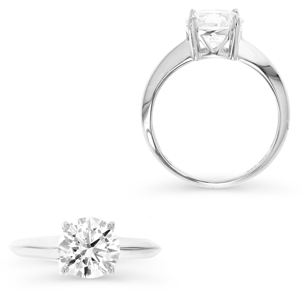 Sterling Silver Rhodium 8MM Polished White CZ Solitaire Ring