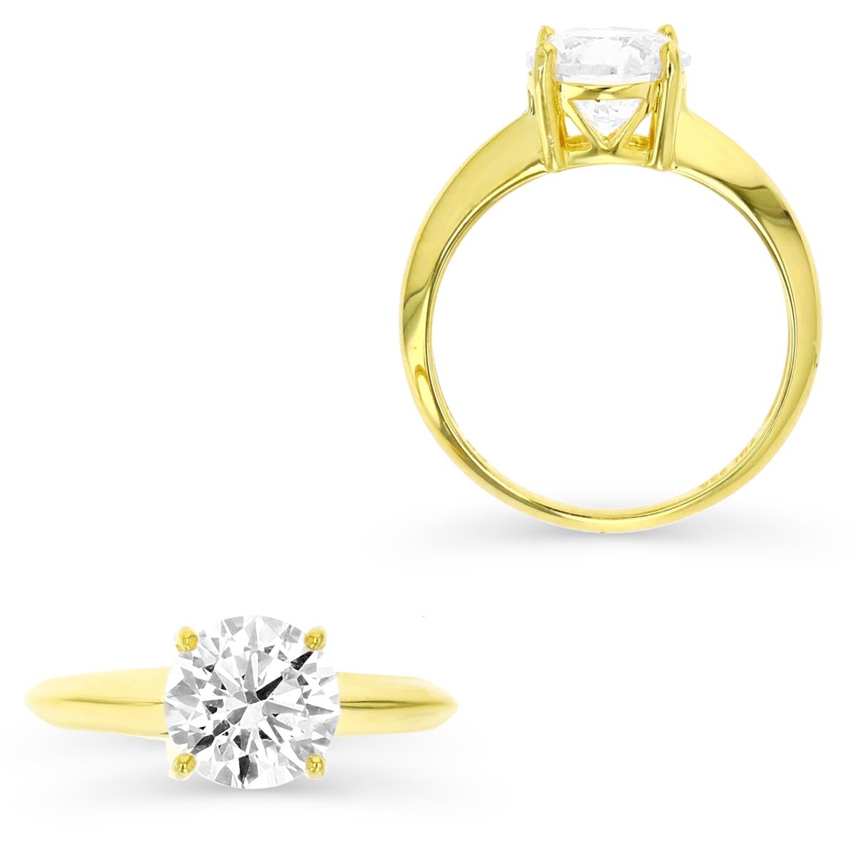 Sterling Silver Yellow 1M 8MM Polished White CZ Solitaire Ring