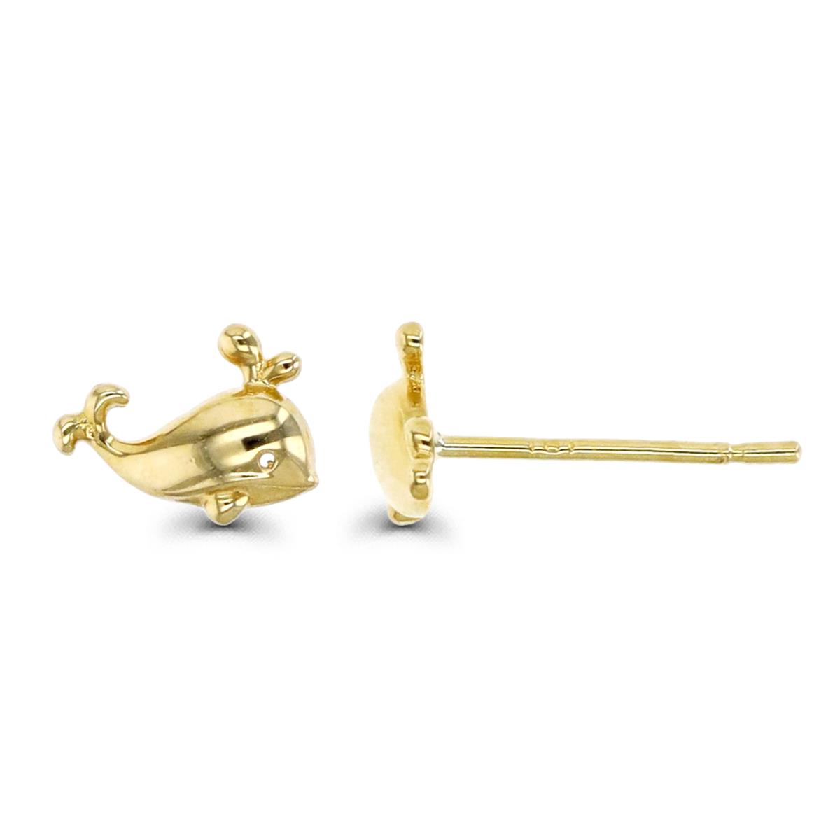 14K Gold Yellow Dolphin Stud Earring