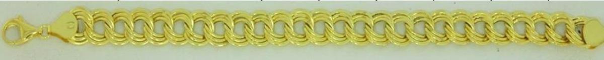 10K Yellow Gold Polished Super Hollow 11.00mm 7.50" Triple Charm Link Bracelet
