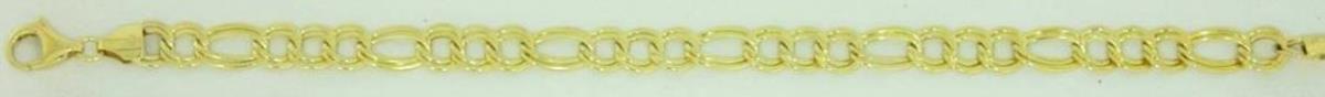 10K Yellow Gold Polished Super Hollow 8.00mm 7.50" Double Figaro Bracelet
