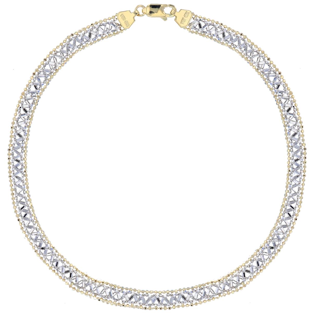 10K Two-Tone Gold Diamond-cut Beaded Fancy Bracelet