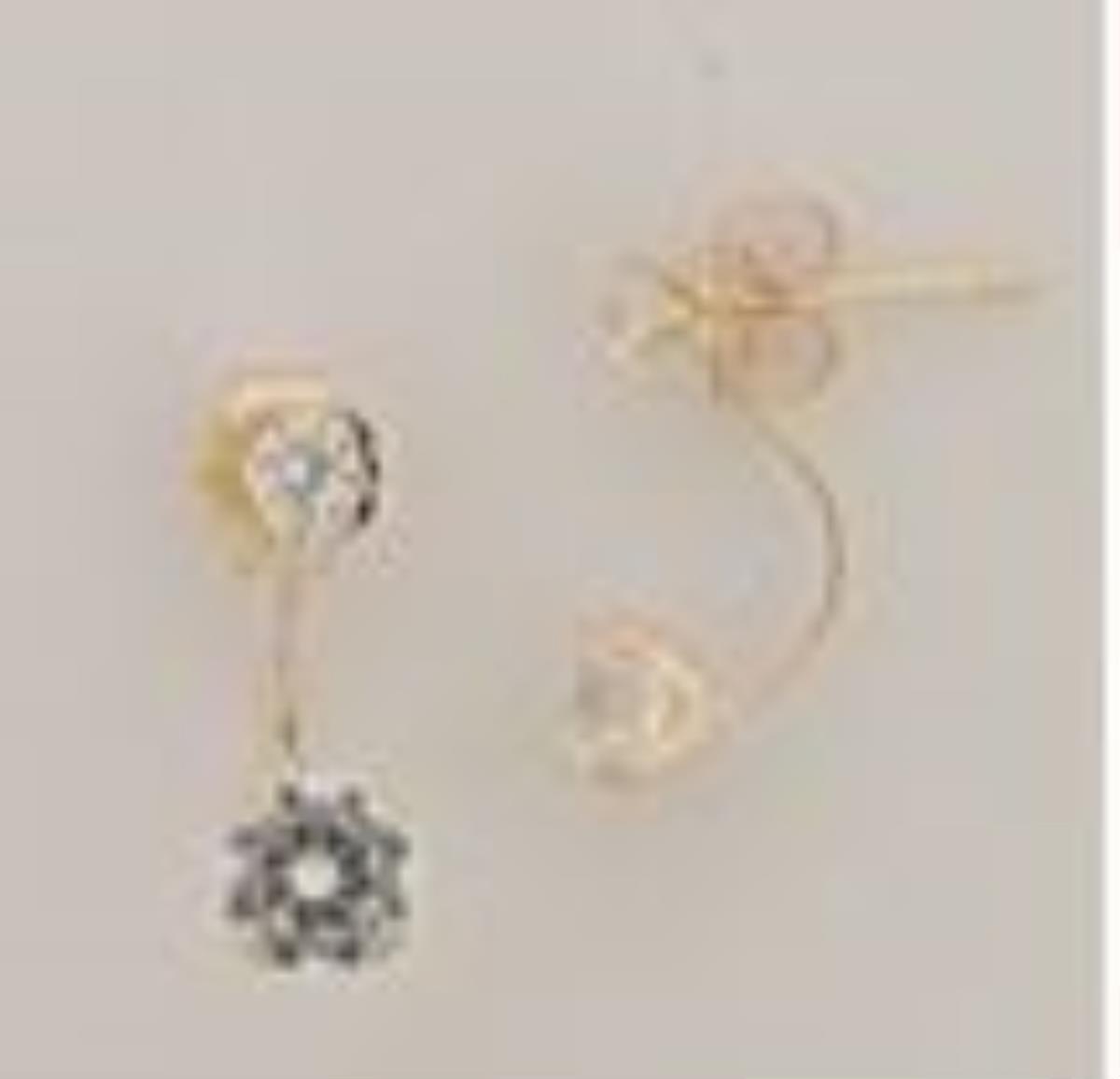 10K Yellow Gold 4mm and 6.50mm Rd Martini Curved Ear Jacket 