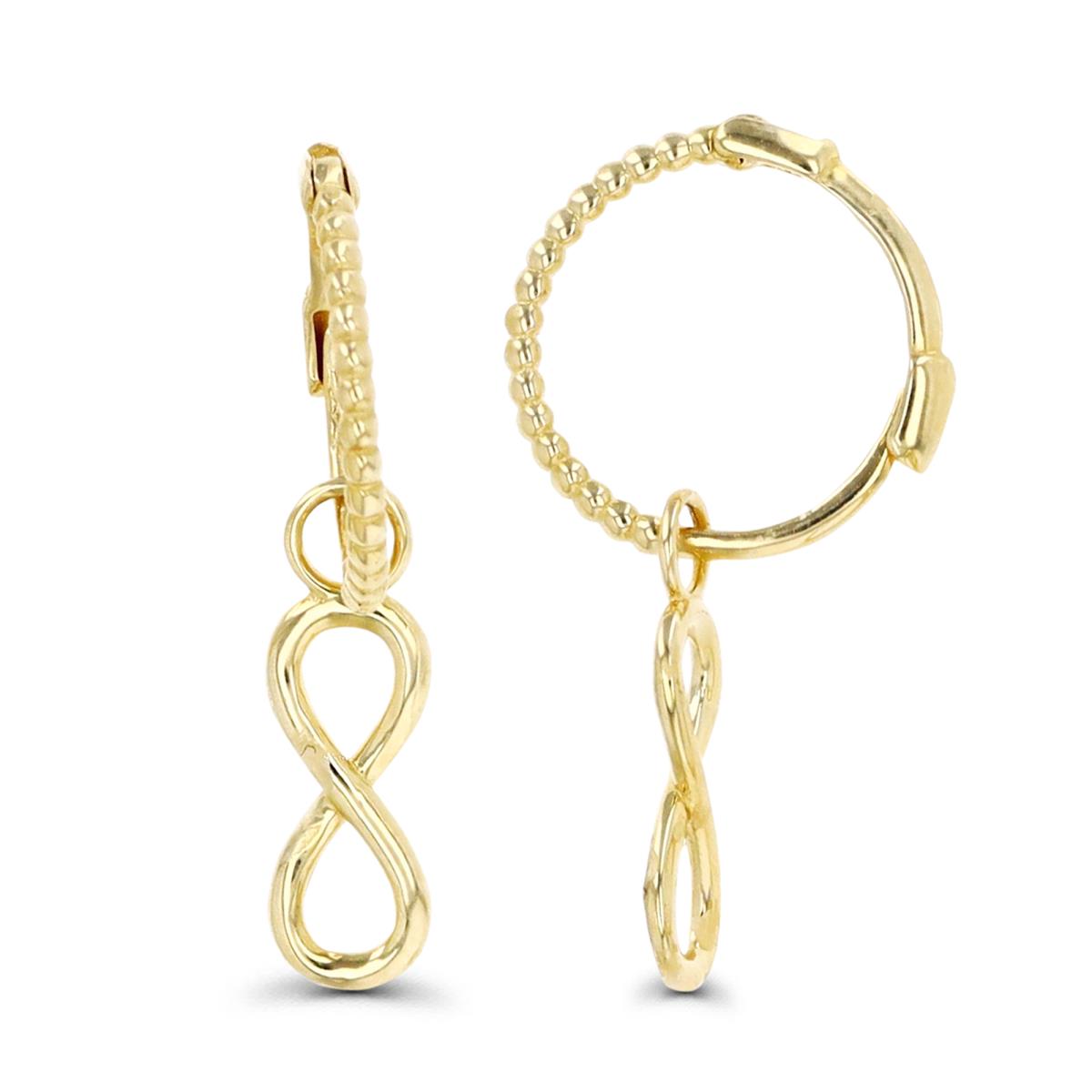14K Gold Yellow Polished Infinity Dangling Huggie Earring