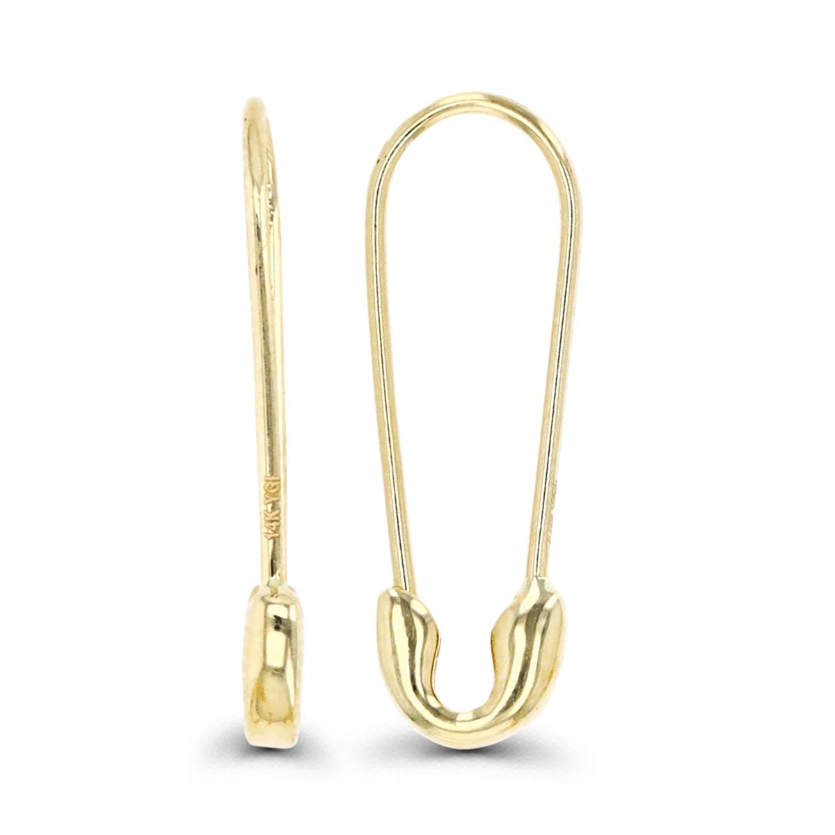 14K Gold Yellow Polished Safety Pin Earring