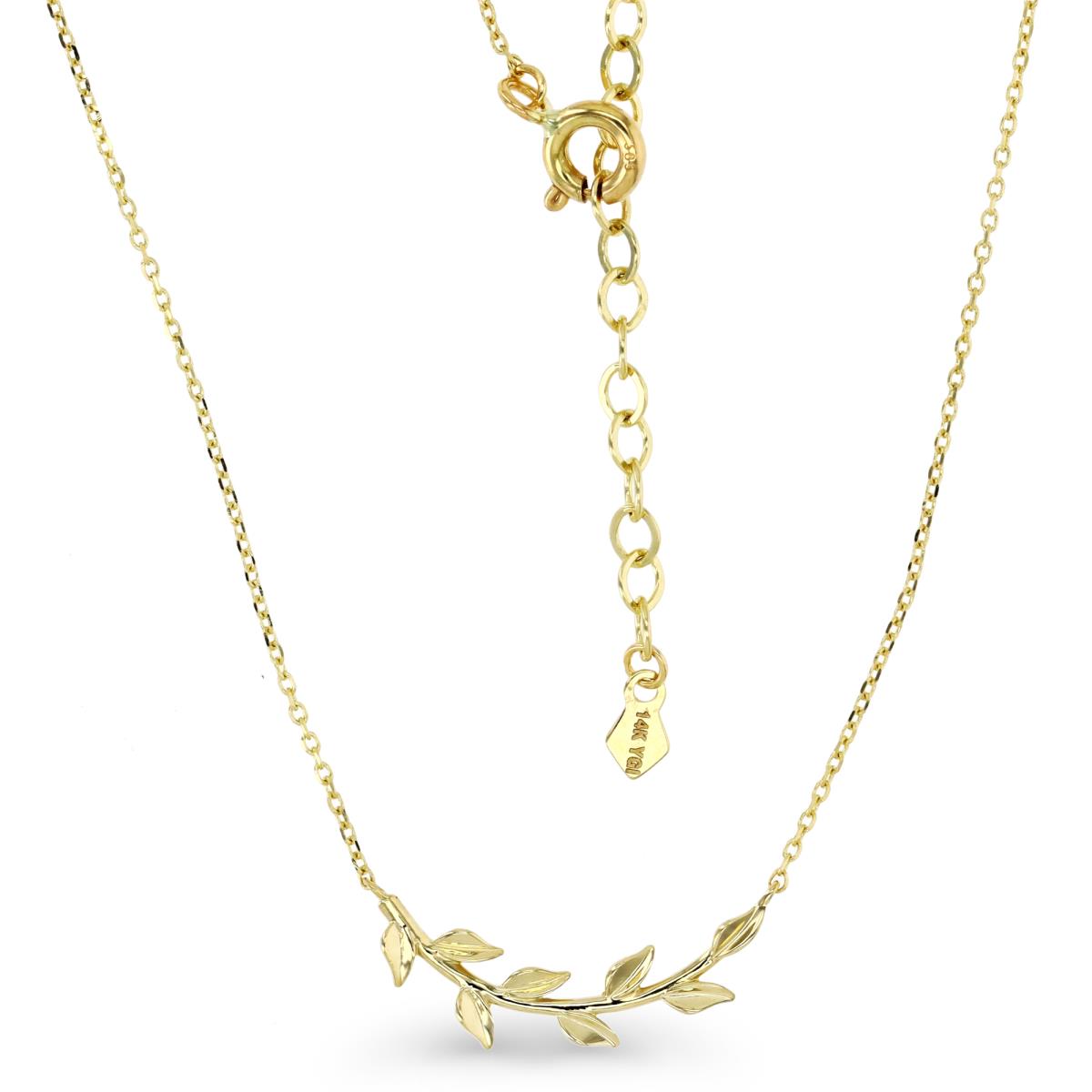 14K Gold Yellow Sideways Leaf 16+2" Necklace