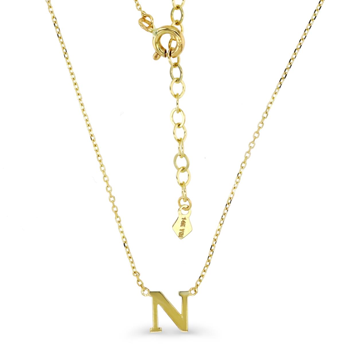 14K Gold Yellow N Initial 16+2 Necklace
