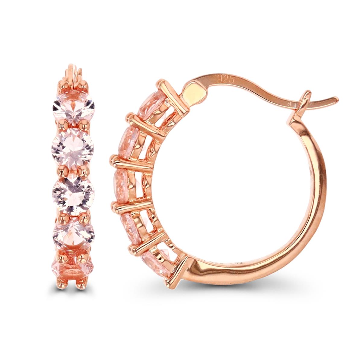 Sterling Silver Rose 20X4MM Morganite Frontal Hoop Earrings