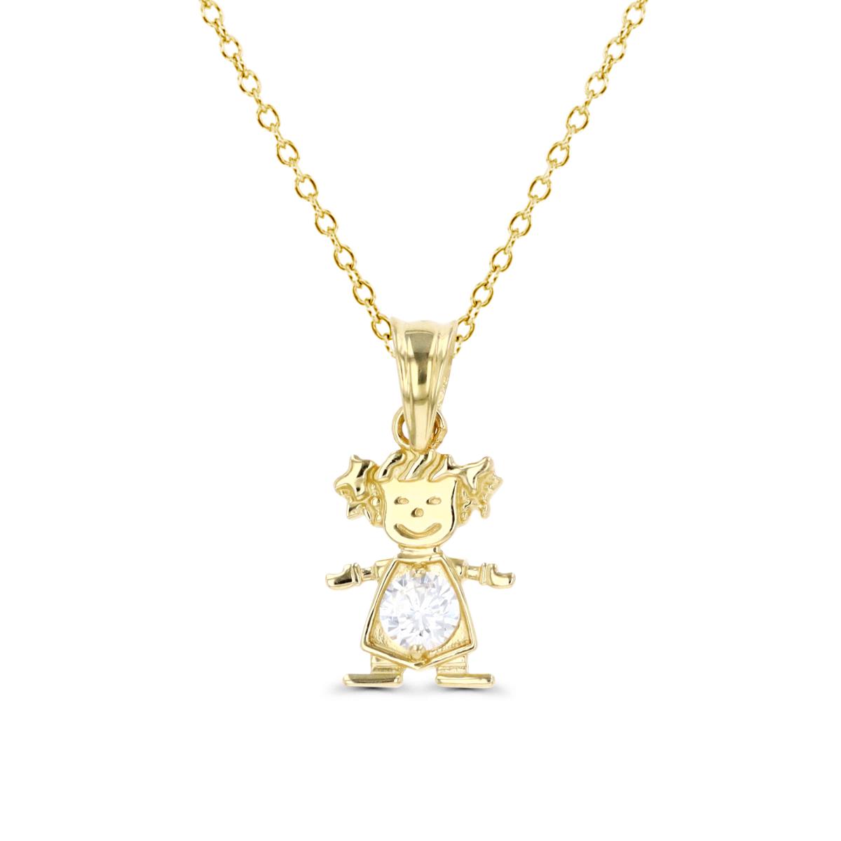 14K Gold Yellow & White CZ Girl 13+2" Necklace