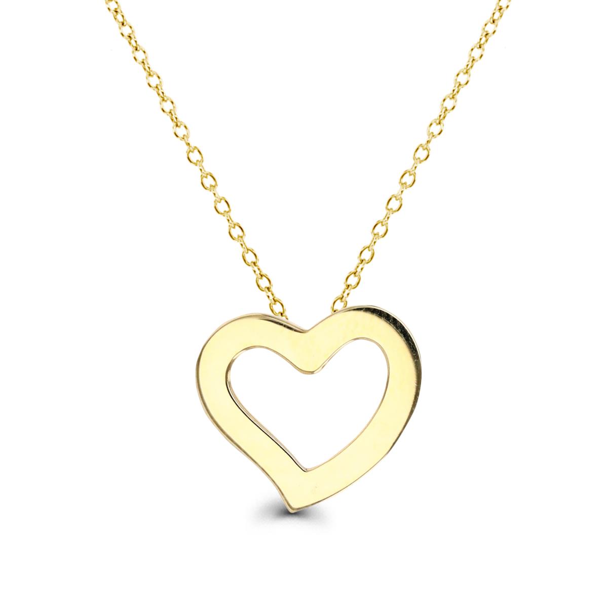 14K Gold Yellow Polished Heart Cutout 16+2" Necklace