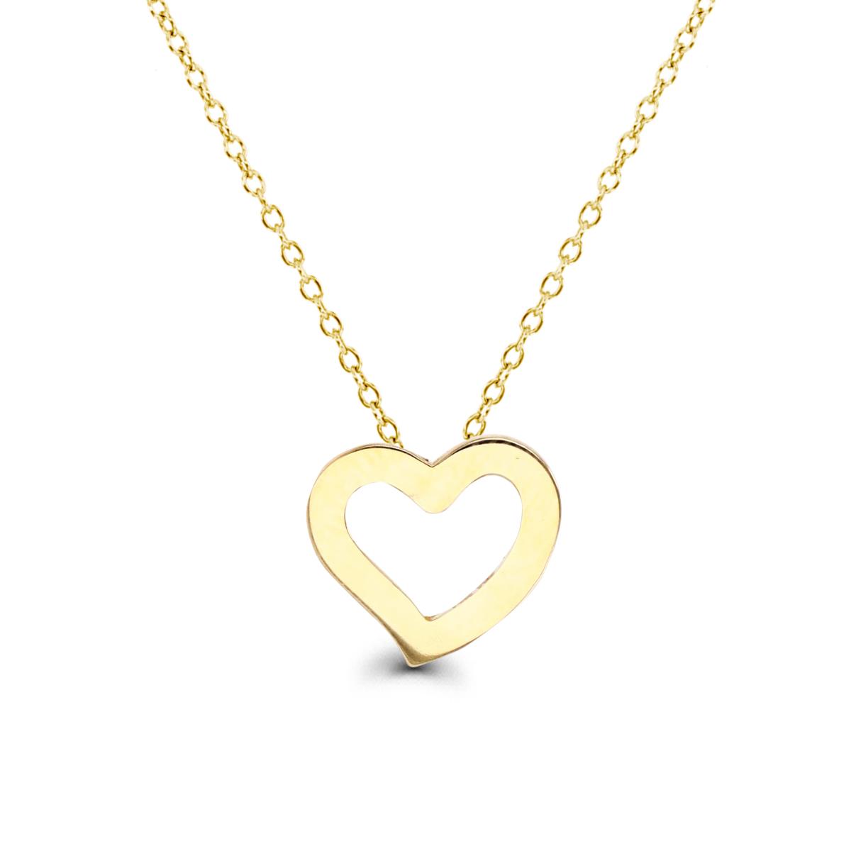 14K Gold Yellow Polished Heart Cutout 16+2" Necklace