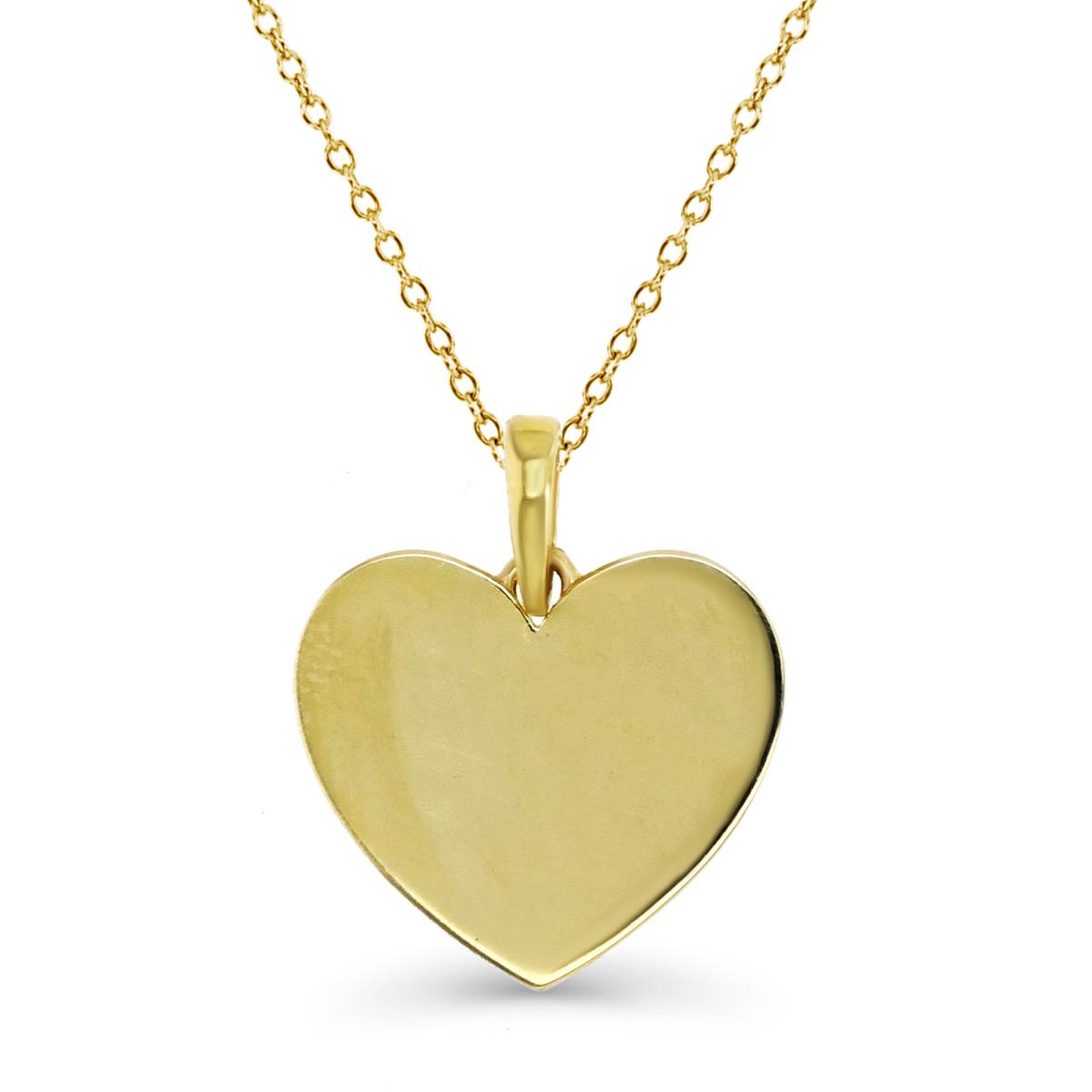 14K Gold Yellow Polished Heart Disc 16+2" Necklace