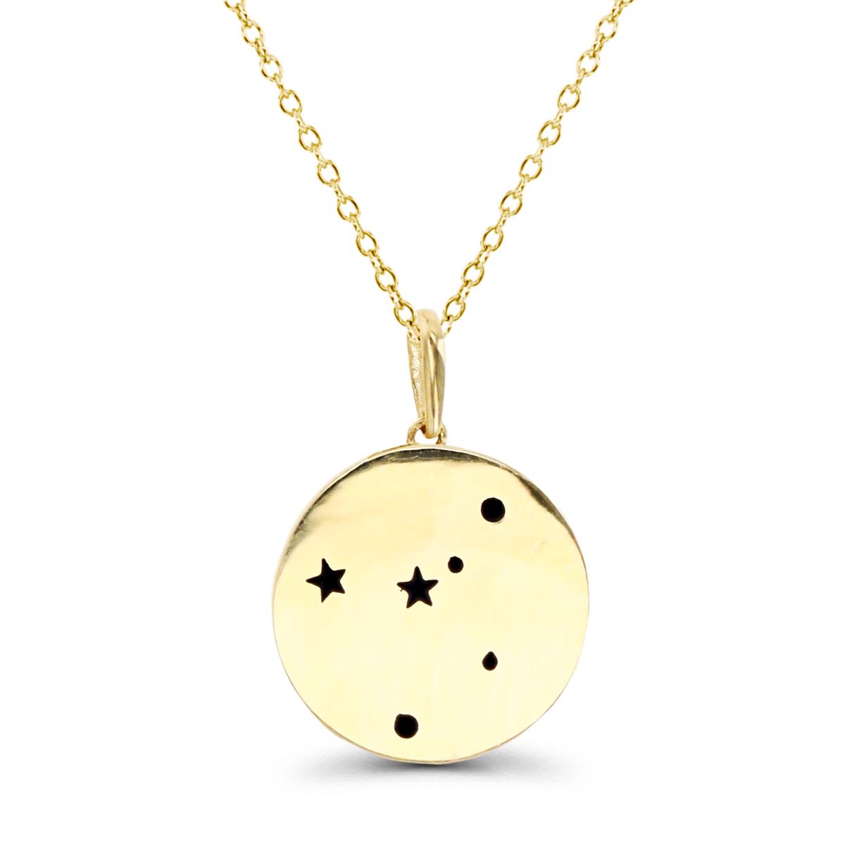 14K Gold Yellow & Black Enamel Stars Circle 16+2" Necklace