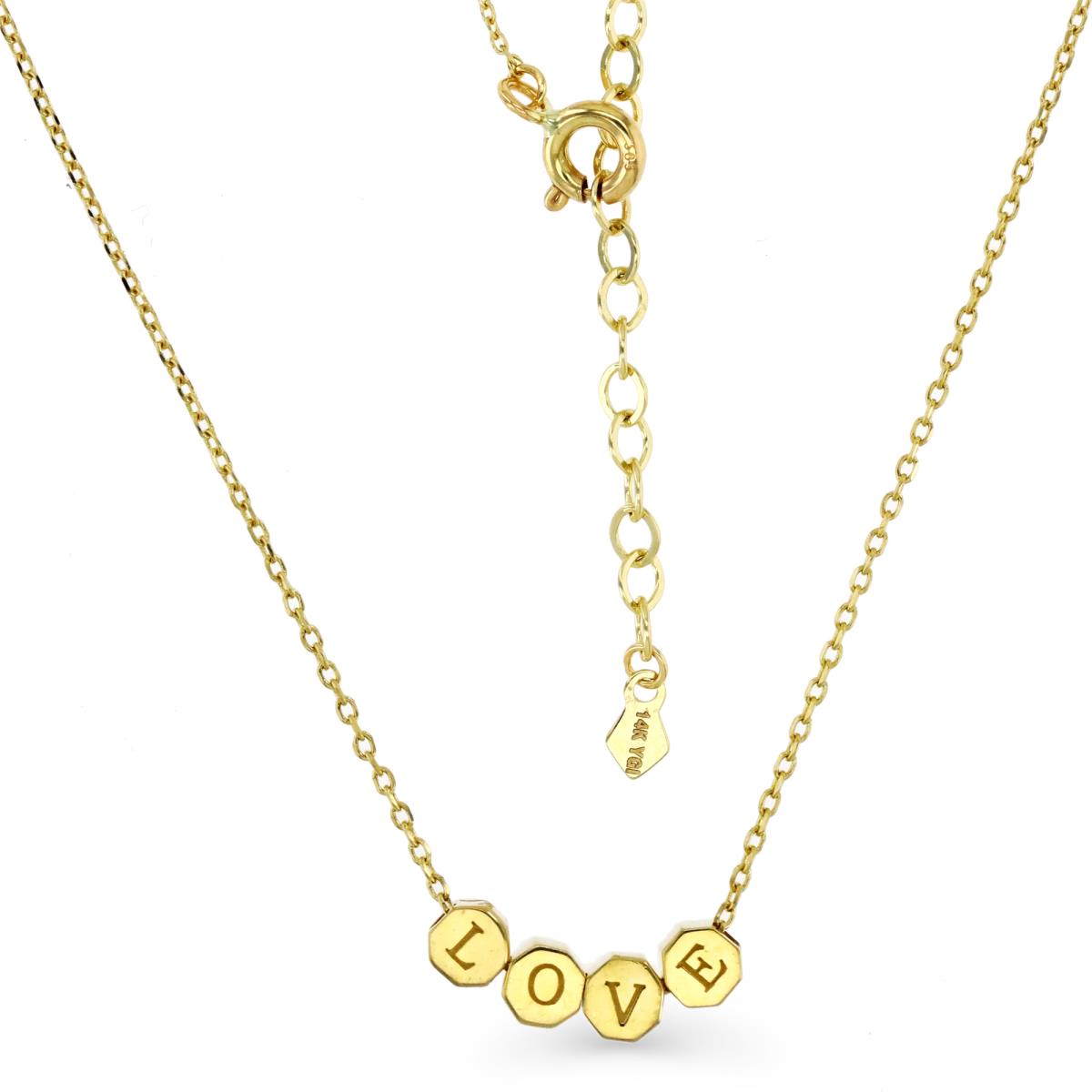 14K Gold Yellow "LOVE" Slide Charms 16+2" Necklace