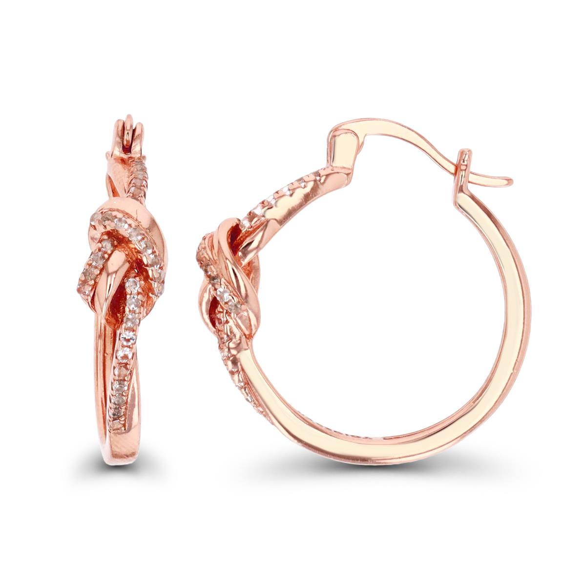 Sterling Silver Rose 1M 20X6MM Morganite Knot Hoop Earring