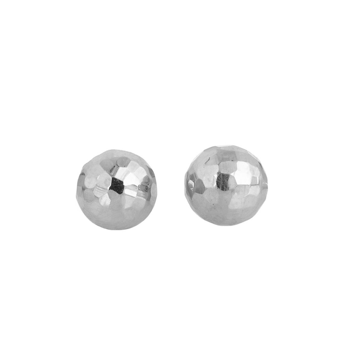 14K White Gold 8mm DC Ball Stud Earring & 14K Silicone Back