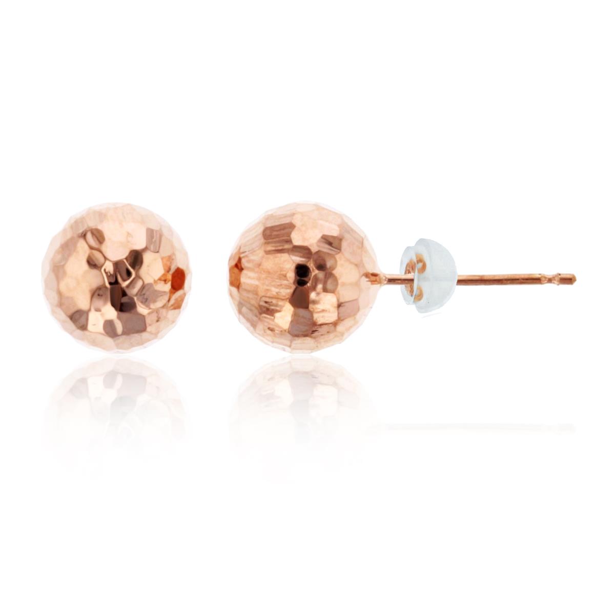 14K Rose Gold 8mm DC Ball Stud Earring 