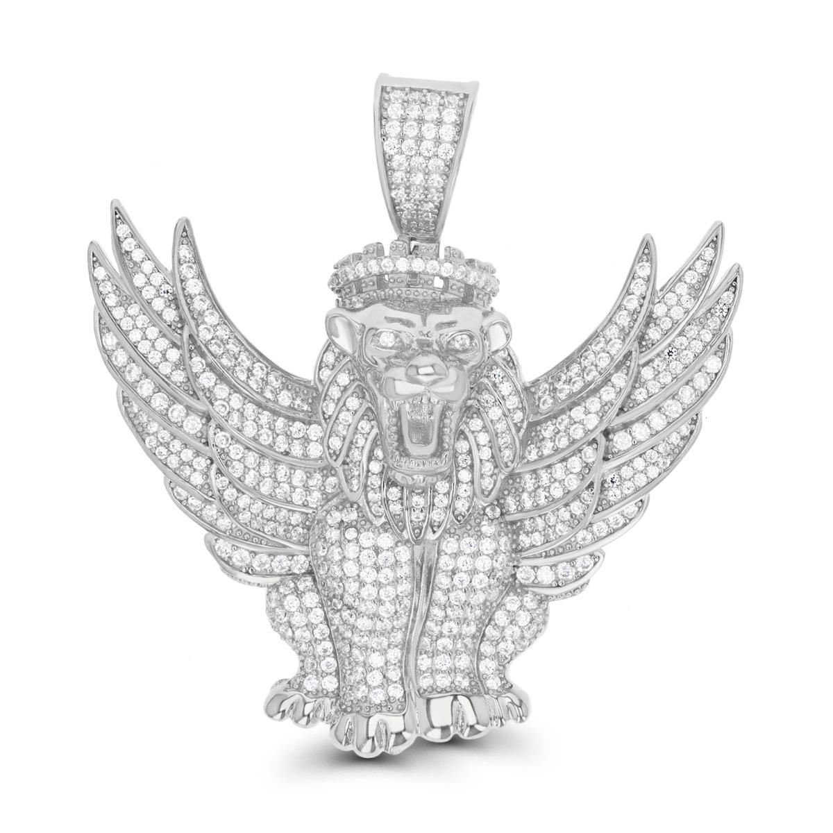 Sterling Silver Rhodium Mixed Animal Micropave White CZ Pendant