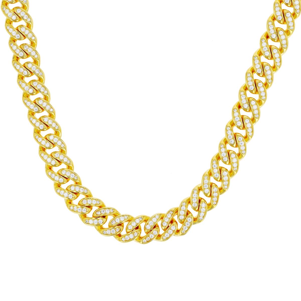 Sterling Silver Yellow 10MM 24" Cuban Chain Necklace