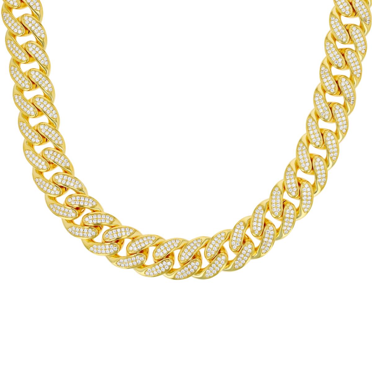 Sterling Silver Yellow13MM Cuban Chain Necklace