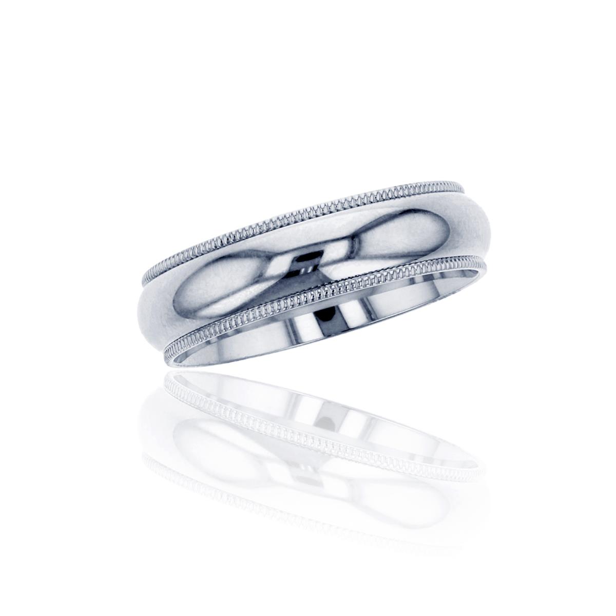 14K White Gold 5mm Comfort Feel Milgrain Wedding Band