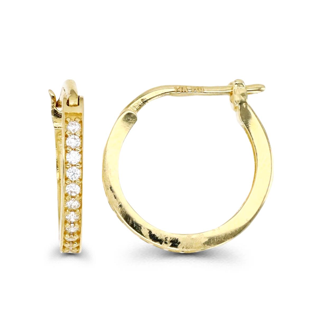 14K Gold Yellow & White CZ 12.5MM Huggie Earring