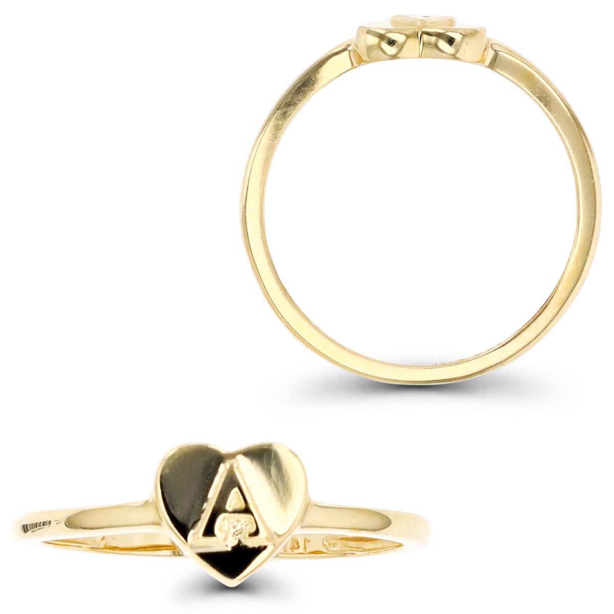 10K Gold Yellow Heart "A" Initial Ring