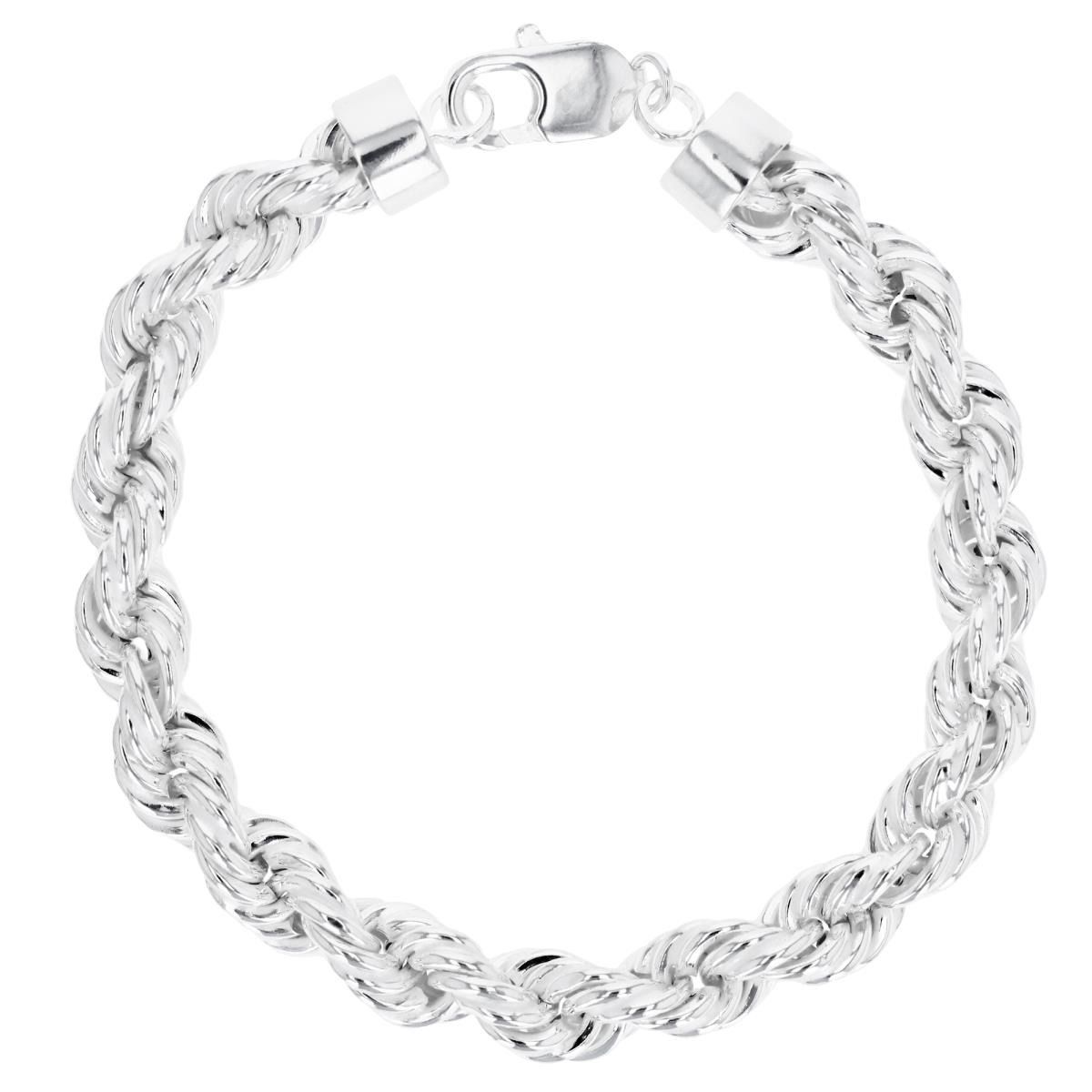 Sterling Silver Rhodium Hollow Rope 8'' Bracelet