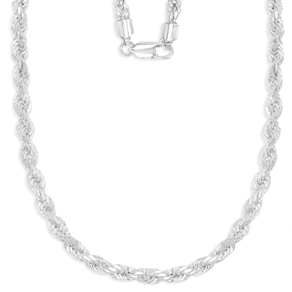 Sterling Silver Rhodium Polished Hollow Rope 18" Chain Necklace