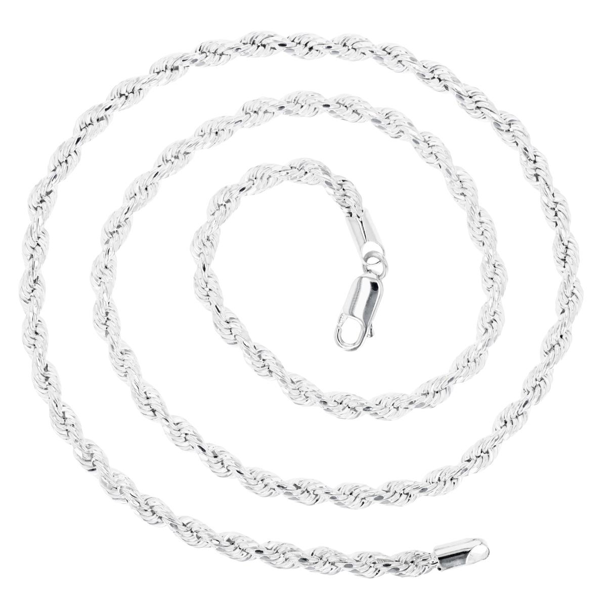 Sterling Silver Rhodium Solid Rope 18" Chain Necklace