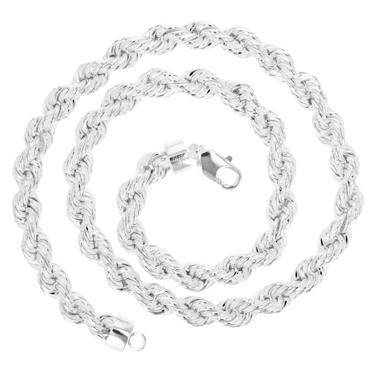 Sterling Silver Rhodium 8.5MM Solid Rope 20