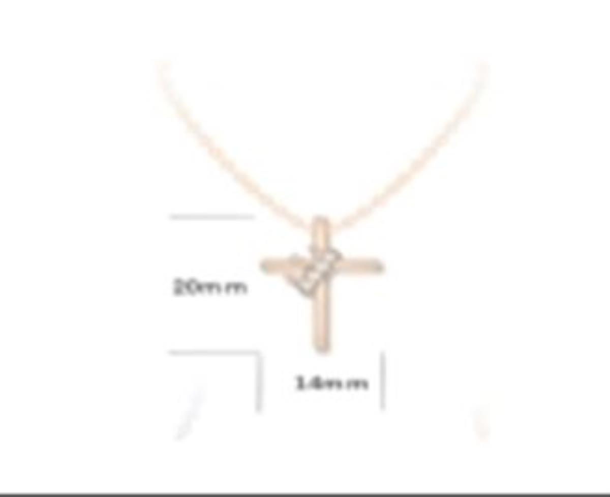 14K Yellow Gold White CZ Cross 18" Necklace